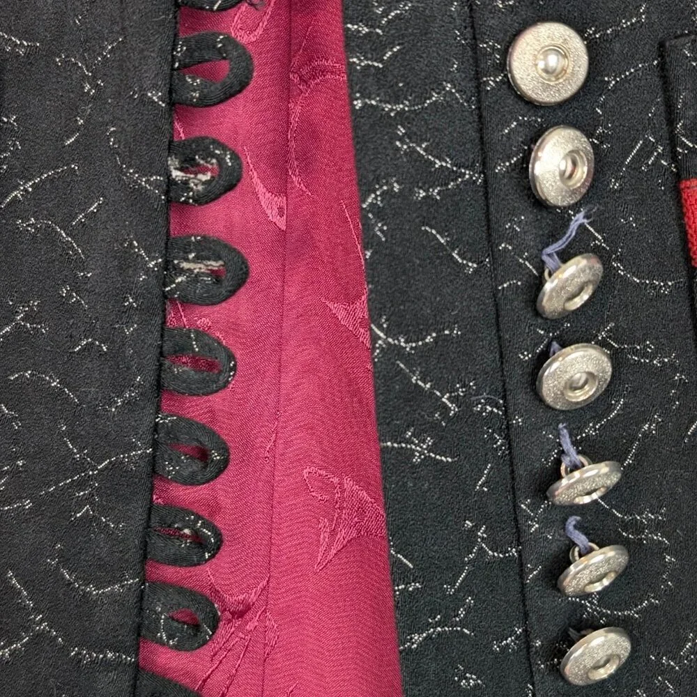 Black & Red Metallic Buttoned Jacket - Picture 6 of 9